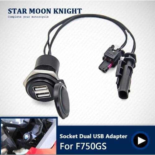 Motorcycle Accessories Dual USB Charger Plug Socket Cigarette Lighter Adapter LED Display For BMW F750GS F850GS F 750 GS 850