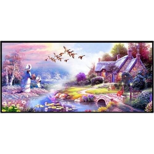 AB Diamond Painting DIY Home Decoration Wall Art Diamond Embroidery Cross Stitch Kits Mosaic Full Drill Landscape Dream House