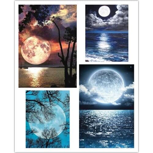Diamond Painting Full Square Drill Moon Rhinestones Pictures Diamond Embroidery Sale Scenic Cross Stitch Mosaic Gift GJ512