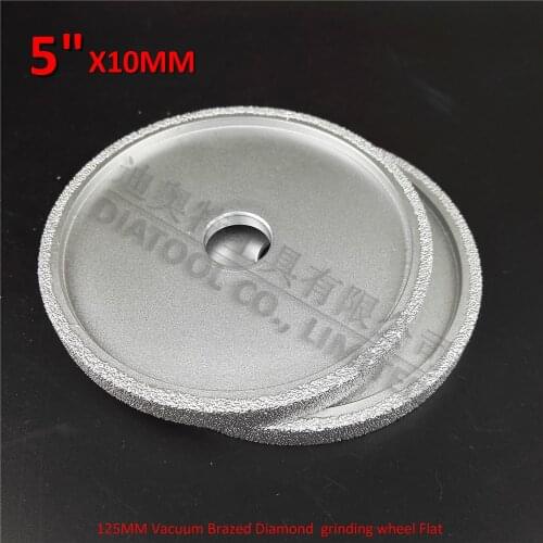DIATOOL 2pcs Dia 125mmx10MM Vacuum Brazed Diamond Grinding Wheel Dia 5" Beveling Wheel Flat For Artificial Concrete Stone