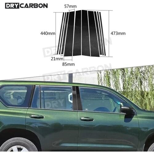For Toyota Land Cruiser Prado 2010-2018 Carbon Fiber Car Window Column B C Pillar Trim Cover Strip Stickers