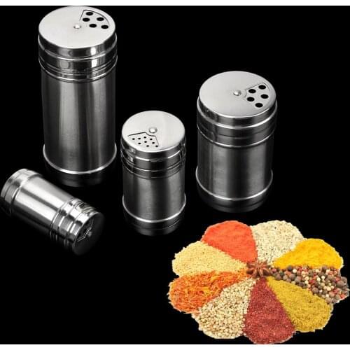 Stainless Steel Spice Jar Barbecue Cruet Toothpick Jar Kitchen Tool Rotating Cover Multifunction Pepper Cumin Powder Salt