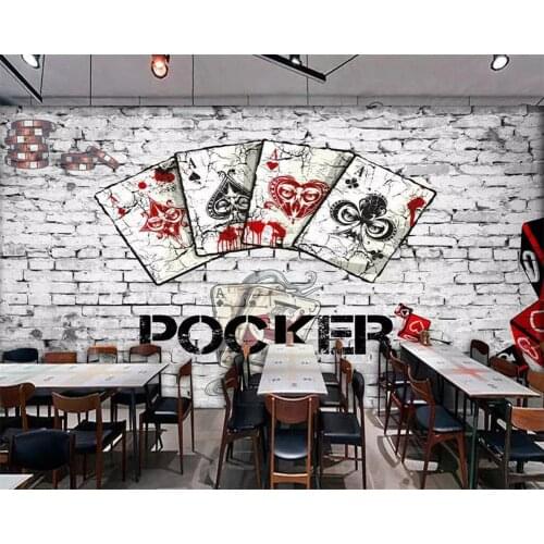 Beibehang Custom wallpaper Europe and America retro brick wall poker chess and entertainment bar chess room wall 3d wallpaper