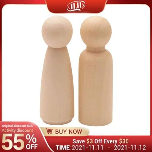 100pc Wooden Peg Dolls Unfinished Classic Dad Peg Dolls for Wood Blank Peg People Crafts DIY Handmade Color Painting Toys Gifts