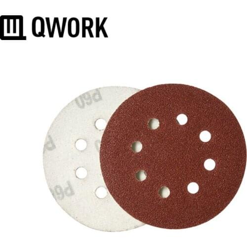 QWORK 1PC 5"(125mm) Dia Round Hook & Loop Sandpaper Disc 8 Hole Abrasive Paper Sheet for Sander for Polishing Wood Metal & other