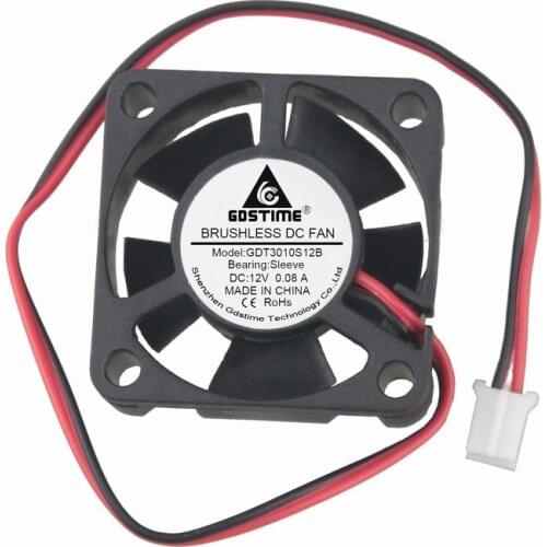 Gdstime 5 pieces High Speed Small 3010 12V 30mm x 10mm DC Brushless Cooling Fan Mini Radiator 30x30mm 5 Blades 2Pin 2.0 3cm