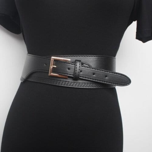 Harajuku needle buckle irregular PU leather thread waist seal womens decorative coat sweater waist versatile simple wide belt