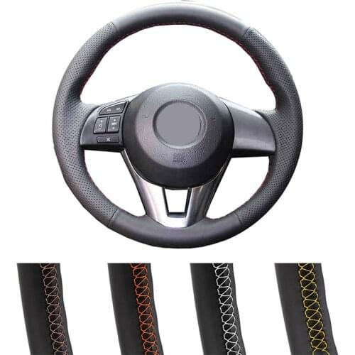 Customized Car Steering Wheel Cover For Mazda 3 Axela 2013-2016 Mazda 6 Atenza 2014-2017 Mazda 2 2015-2017 Leather Steering Wrap