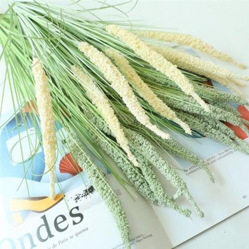 Artificial Plants Grain Ears Green Grass Fake Flowers Plants Wedding Decoration Fake Grass Leaves Greenery Garden Home Decor