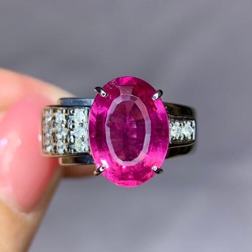 XHD520 Solid Pt900 Platinum Nature Red Tourmaline Gemstones 3.58ct Rings for Women Fine Jewelry Presents the Six-word Admonition