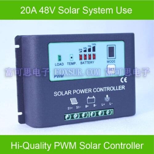 Charge Controller 48V 20A PWM Solar Panel with LED indicate the batttery Capacity Off Grid PV Controller Solar Aluminum housing