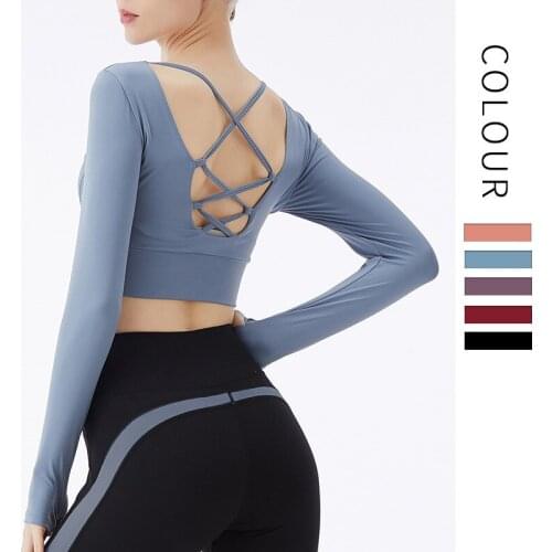 Fitness suit thin shoulder belt Yoga suit with chest mat sports t-shirt fitness slim sports top sports bra for women gym