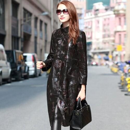 Leather Jacket Autumn Winter Jacket Women Genuine Sheepskin Coat Female Vintage Long Windbreaker Chaqueta Mujer 91856