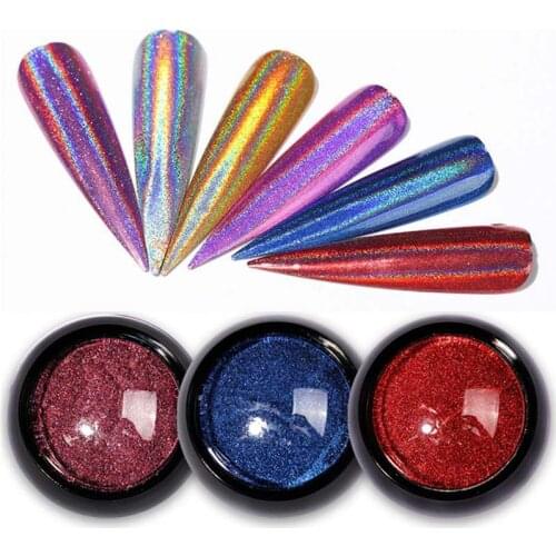 Laser Holographics Nail Glitter Powder Chrome Sequins Gel Polish Flakes For Nails Art Pigment Dust Decorations Accessories