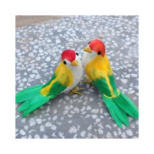 A pair of small cute simulation bird doll plastic & furs lovers bird model gift about 16cm 1126