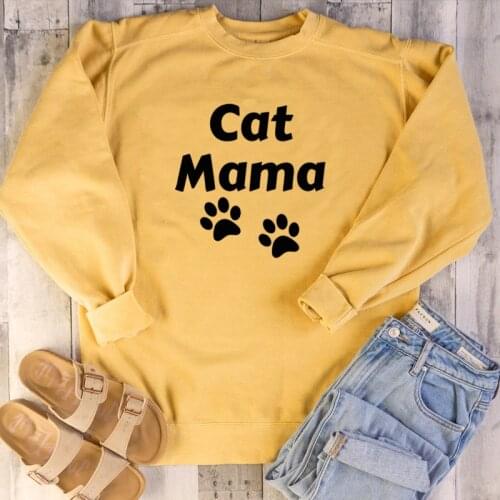 Cat mama paw young girl street style paw graphic cute kawaii grunge tumblr pure cotton sweatshirt funny pullovers cat mom tops