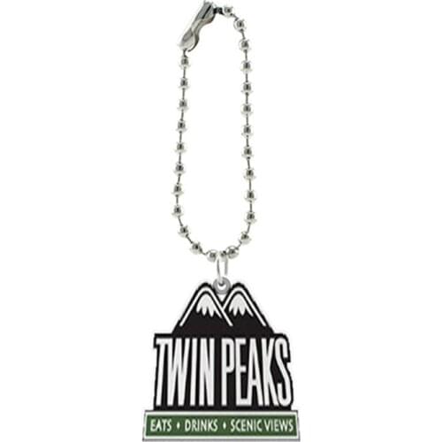 Twin Peaks Resin Icons Mini Pendant Key Ring America Horror Reasoning TV Play Square Shape Heat-Shrink DIY Men Jewelry