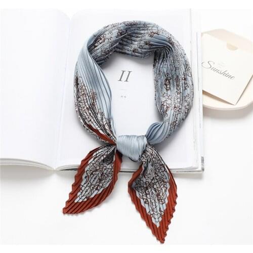 Fashion Crinkle Silk Scarf For Hair Square Shawls Women Neckerchief Female Head Wraps Satin Foulard Hijab Headband Bandana 2021