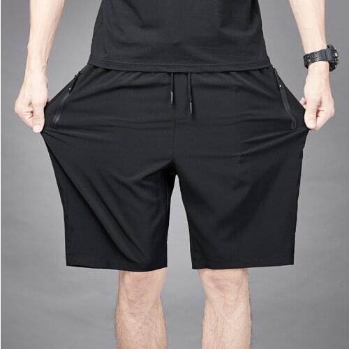 Mens Summer Plus Size Shorts Thin Fast-drying Beach Trousers Sports Jogging Men Plus Size Solid Color Drawstring Shorts Pants