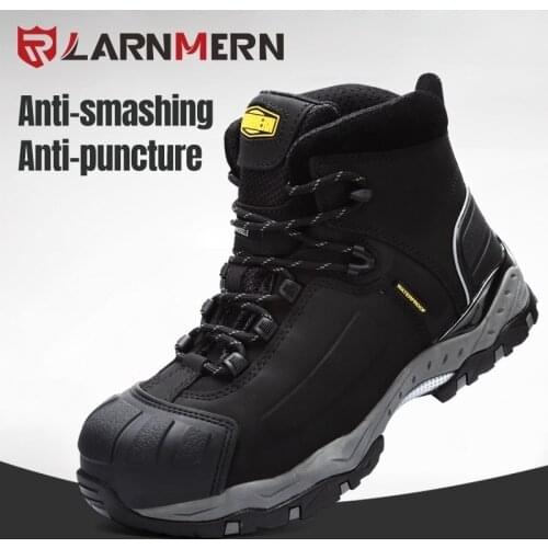 LARNMERN Mens Steel Toe Safety Work Shoes For Men Breathable Lightweight Anti-smashing Non-slip Reflective Protective Boots
