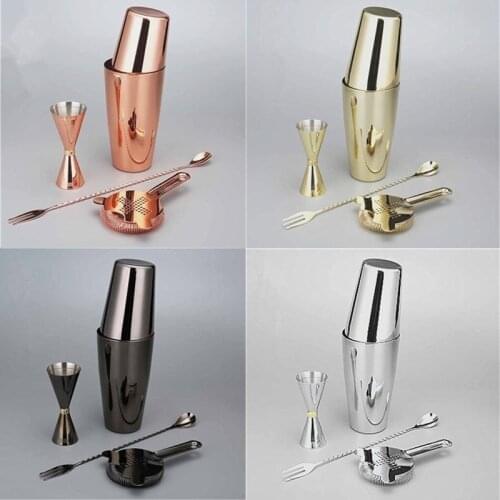Cocktail Shaker Bar Set Shaker Barware Set - 4 Pieces Bartender Kit Include Shaker, Jigger,Strainer & Spoon Bar Tool