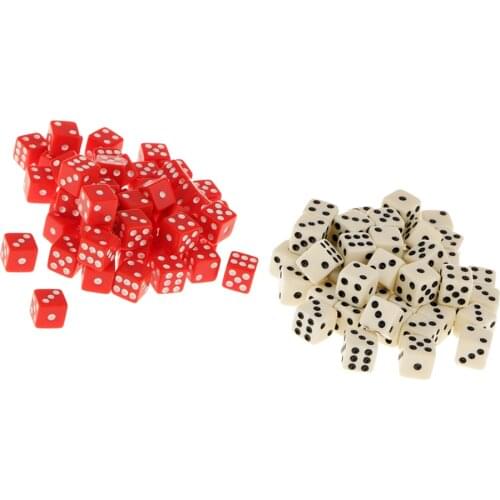 100x Dotted Six Sided D6 Dice Set 12mm Acrylic for Dungeons and Dragons Game