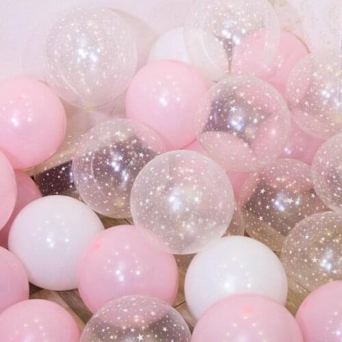20pcs 12 inch Latex Balloons Set Star Clear Pink Gold Balloons Wedding Decoration Baby Shower Birthday Party Supplies Home Decor