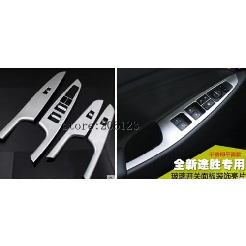 ABS 2015 2016 2017 FOR HYUNDAI TUCSON Chrome Inner Door Armrest Window Lift Button Cover Trim 4 pcs