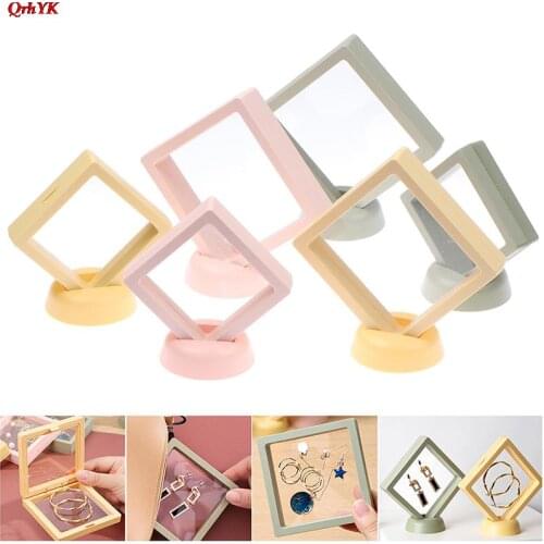 3D Floating Picture Frame Shadow Box Jewelry Display Stand Ring Pendant Holder Protect Jewellery Stone Presentation Case
