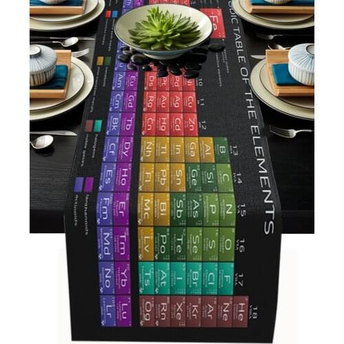 Periodic Table Of Elements Chemistry Table Runner Wedding Decor Table Cover Christmas Decoration Holiday Party Tablecloth