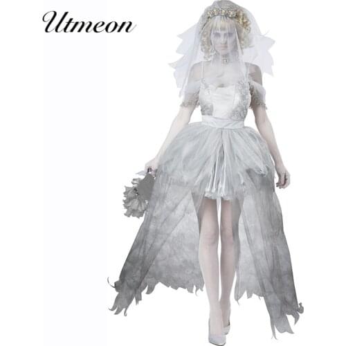 Utmeon Vampire Zombie Dress Decadent Dark Ghost Bride Styling Halloween Costumes for women Cosplay Costume Disfrases Halloween