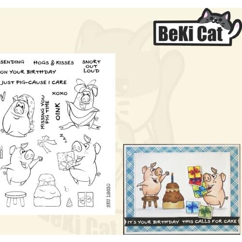 Pig birthday celerbrate Clear Stamps for DIY Scrapbooking/Card Making Fun Decoration Supplies