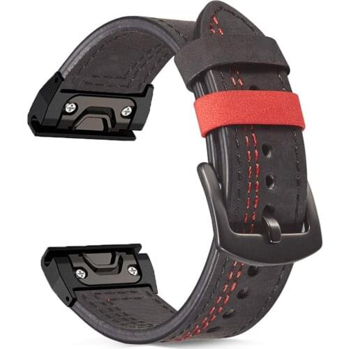 26mm Quick-Fit leather Watch band for Garmin Fenix 6X pro 5X plus 3 HR Forerunner 935/945 D2 Bravo Quaitx 3 mart watch strap