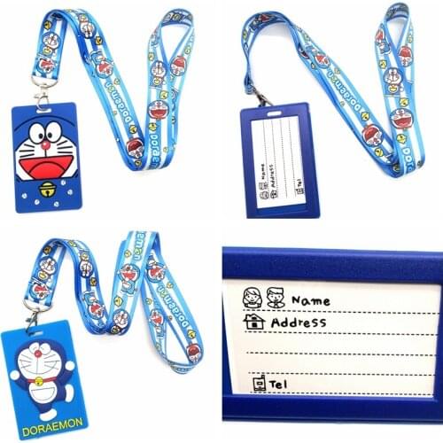 Retail 1pcs Doraemon Neck Strap Lanyards Card Holders Bank Neck Strap Card Bus ID Holders Rope Key Chain L3