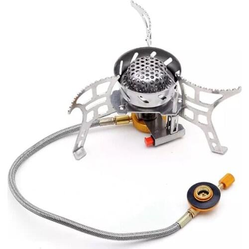 Outdoor Camping Stove Double Windproof Single Burner Portable Compact Burner Compatible with OD/CB tank For BBQ Camping Hiking