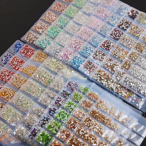 Shoe bag decorated Glitter Crystal clear 6 Size 1728Pcs Nail Art Rhinestone Shiny Crystal Flat back Strass clothing Decoration
