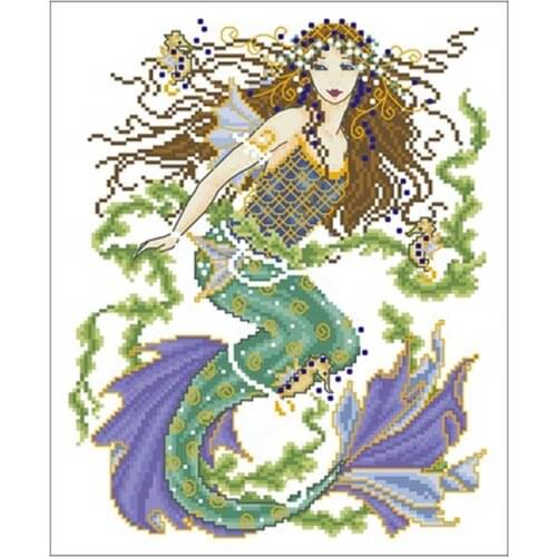 Mermaid Patterns Counted Cross Stitch 11CT 14CT Chinese Cross Stitch Kits Embroidery Needlework Set home decor