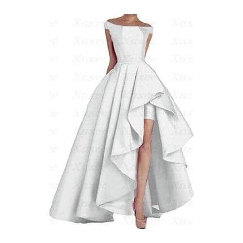 Xnxee 2018 Boat Neck Royal Blue Womens Off Shoulder Long Dresses High Low Formal Gowns Xnxee