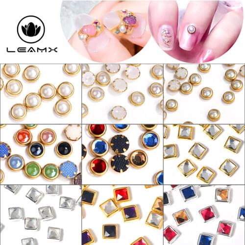 10 Color Bags 100/pcs Nail Flat Diamonds Edging Diamonds Edging Pearl Semicircle Square White Mixed Color Nail Art Accessories