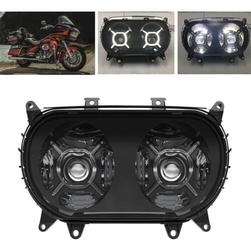 2020 New Dual Double Headlight with DRL Turn Signal for Road Glide 2015 2016 2017 2018 2019 2020 Motorcycle Headlight Assembly