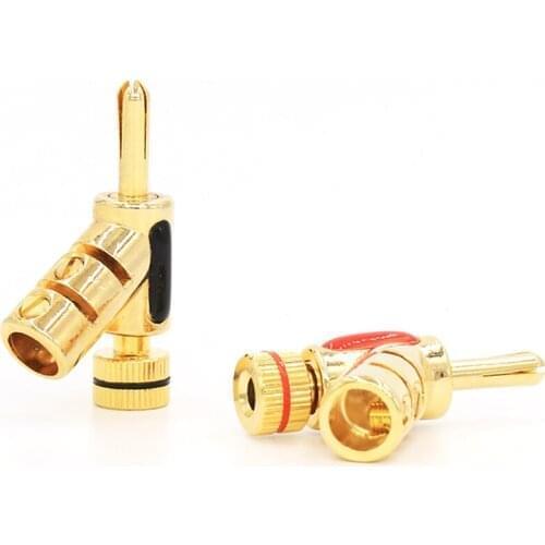 4pcs gold plated lock banana connector speaker cable plug