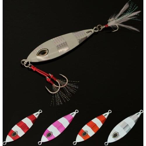 4PCS Deep sea Fishing Glow Stripe Jigging Slow Jig Lure Jigbait spoon baits 60/80/100/120g
