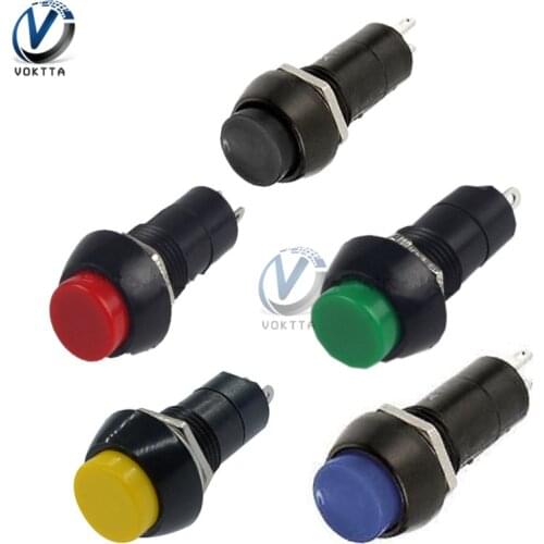 5 pcs/lot 12mm PBS-11B Round Push Button AC 220V 3A Touch Micro Switch Momentary Without Self-locking On/Off Lock 2PIN 6 Color