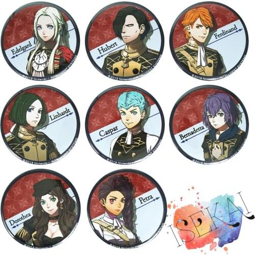 50mm Fire Emblem: ThreeHouses Game Badge Edelgard von fresberg Petra Caspar Dorothea Ferdinand Linhardt Metal Badge Brooch Pins