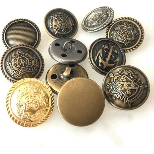 6pcs/lot Quality button retro copper metal buttons Round Sweater Jeans Decorative accessories Diy Sewing accessories E11487