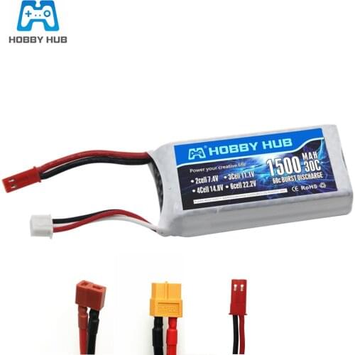 High Rate 7.4V 1500mAh Lipo Battery For RC Halicopter Parts 2s Lithium battery 7.4 v 30C Airplanes battery with JST/T/XT60 Plug