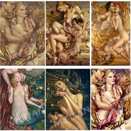 2019 New full square/round diamond painting"Sexy loving couple"butterfly Embroidery pattern cross stitch kit mosaic wall sticker