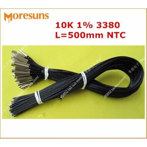 Free ship 10pcs/lot Custom Made NTC temperature sensor 10K 1% 3380 L=500mm NTC thermistor