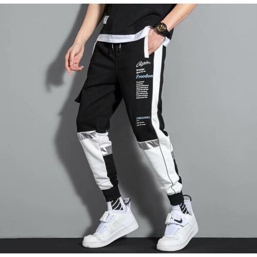 Fashion Mens Pant Korean Trend Streetwear Cargo Pants Joggers Pants Men Casual Men Clothing Elastic Waist Spliced Men Trousers