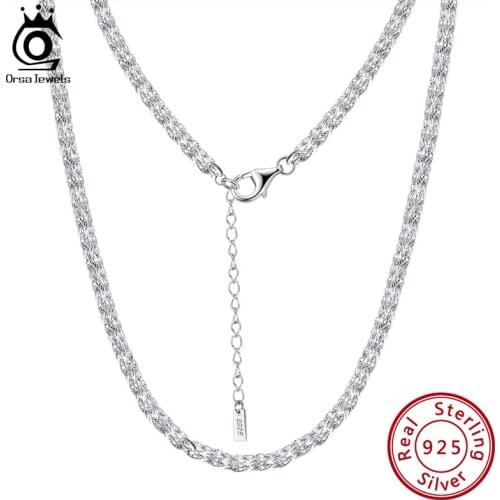 ORSA JEWELS Solid 925 Sterling Silver Italian Handmade 3.5mm Phoenix Tail Chain Necklace for Women Neck Chain Jewelry SC54